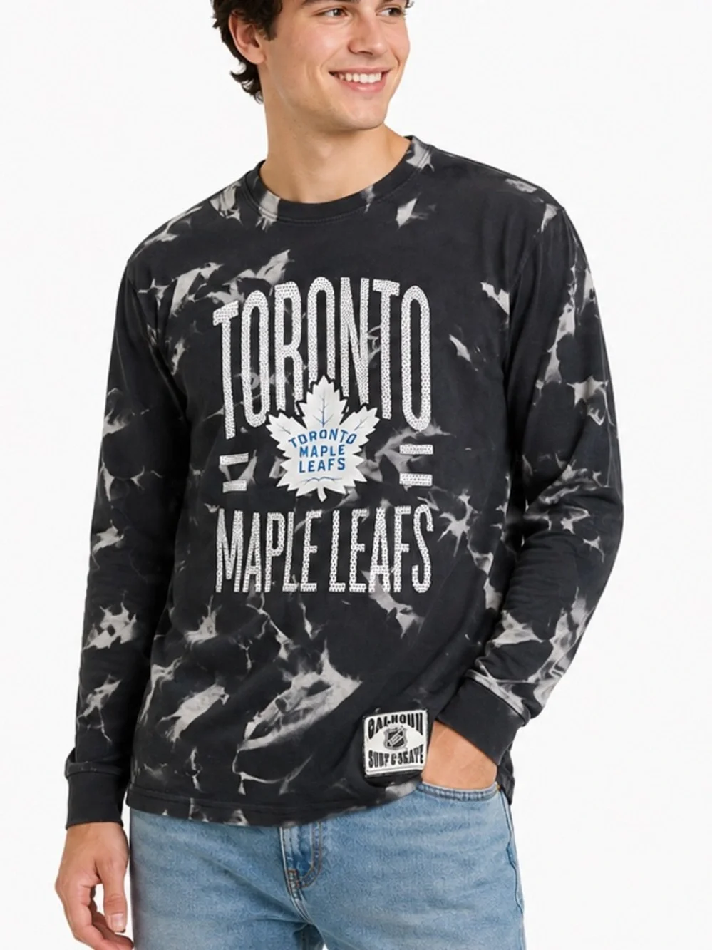 NWT Calhoun Toronto Maple Leafs Tie Dye Long Sleeve NHL Hockey Graphic Tee XL - Picture 1 of 9